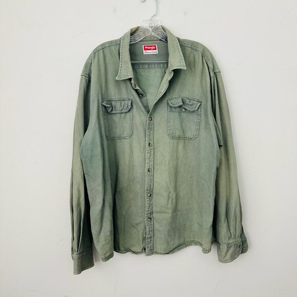 Wrangler Green Long Sleeve Button Up Shirt Men’s Size XXL - Picture 1 of 6